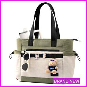 Lightweight Quilted Puffer Tote Bag with 7 Compartments, Zipper Closure